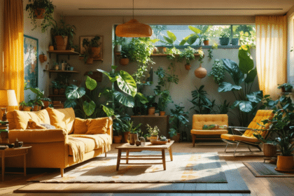 découvrez un appartement spacieux de 120m² avec terrasse, mêlant confort moderne et charme du style vintage des années 70.