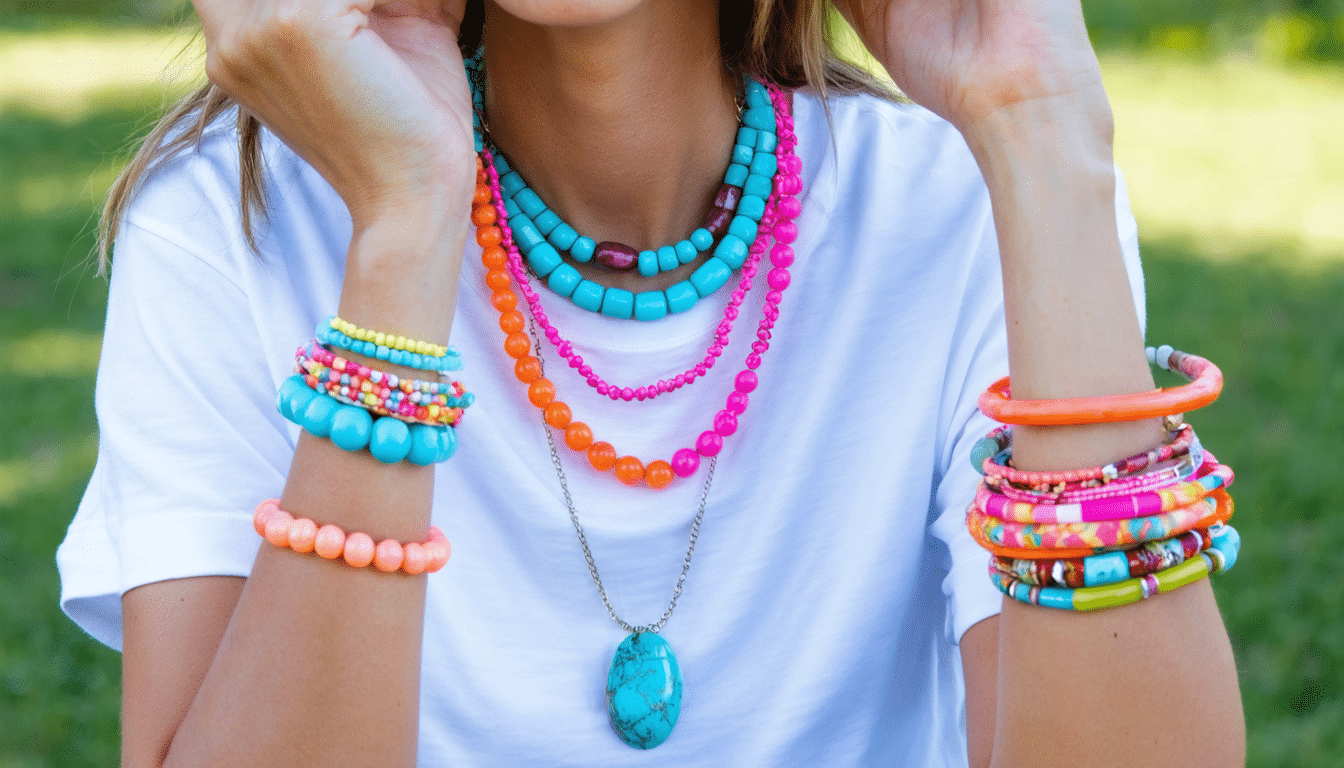 découvrez les bijoux fantaisie colorés et maxi, les accessoires incontournables à adopter ce printemps pour sublimer vos t-shirts avec style et originalité.