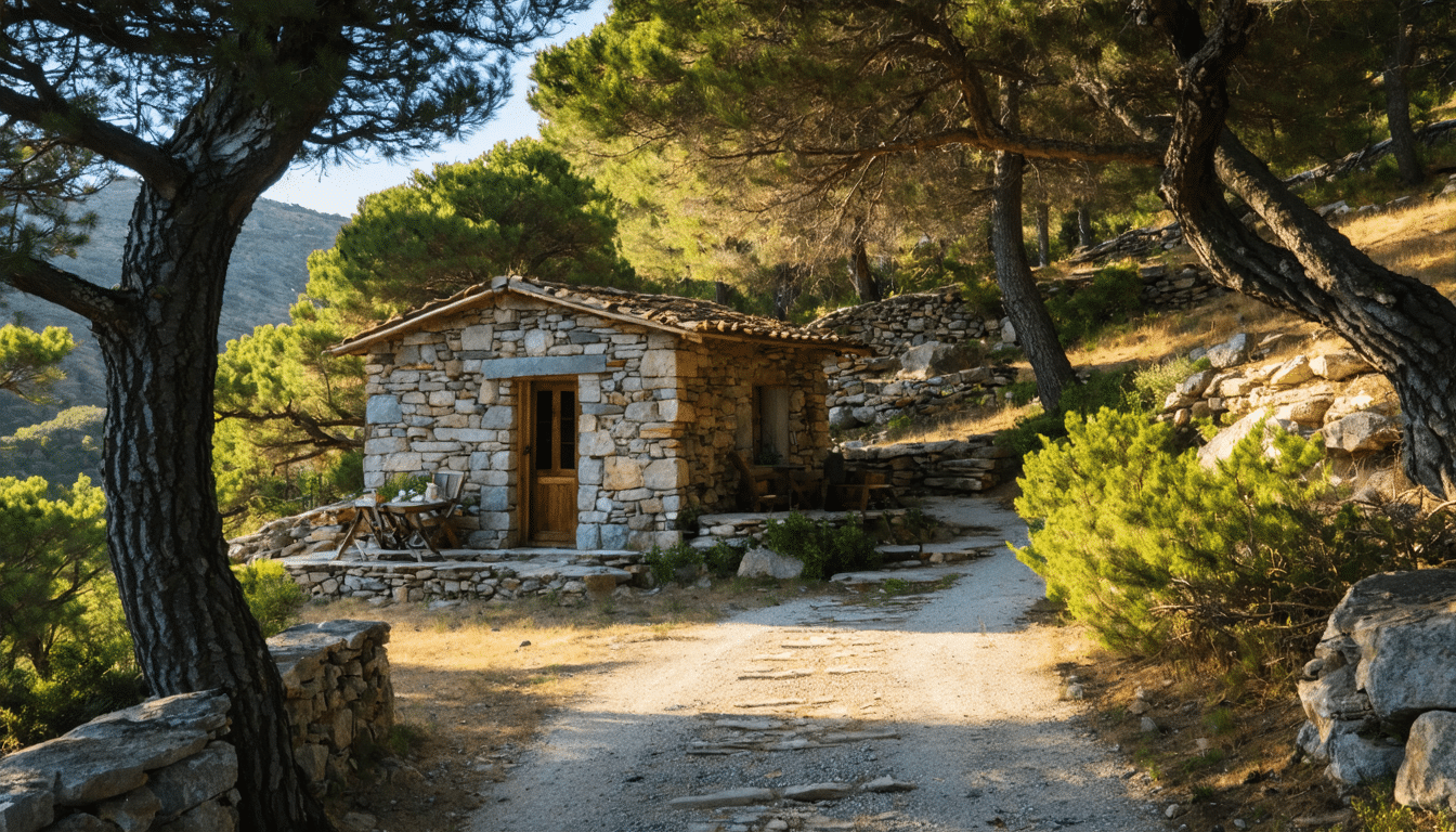 découvrez un refuge paisible en plein cœur de la nature sauvage corse, idéal pour se ressourcer et profiter d'un cadre authentique et préservé.