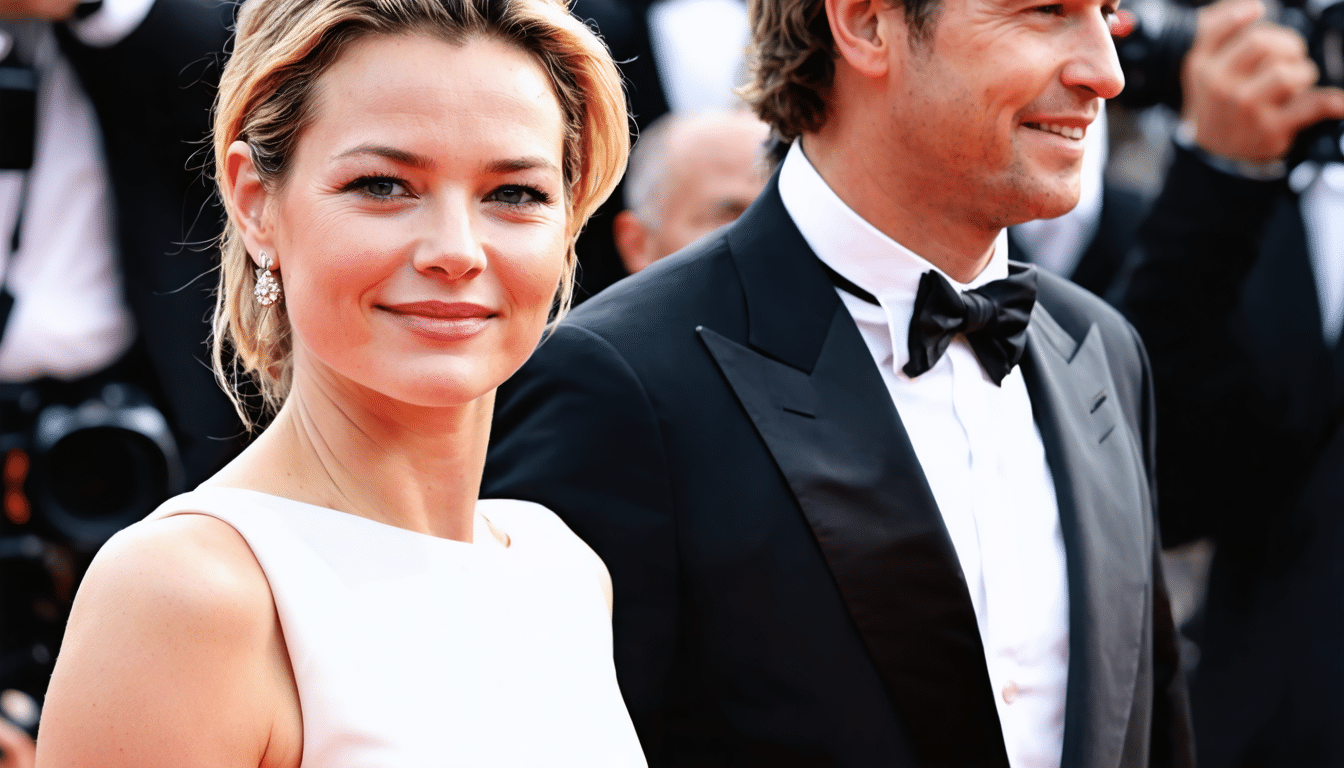 virginie efira reçoit une distinction prestigieuse à cannes, tandis que son compagnon niels schneider affiche un bonheur éclatant et une grande fierté.