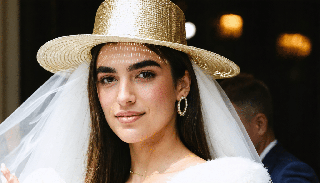 découvrez si dua lipa a véritablement opté pour un chapeau en or lors de son grand jour, entre style audacieux et élégance.