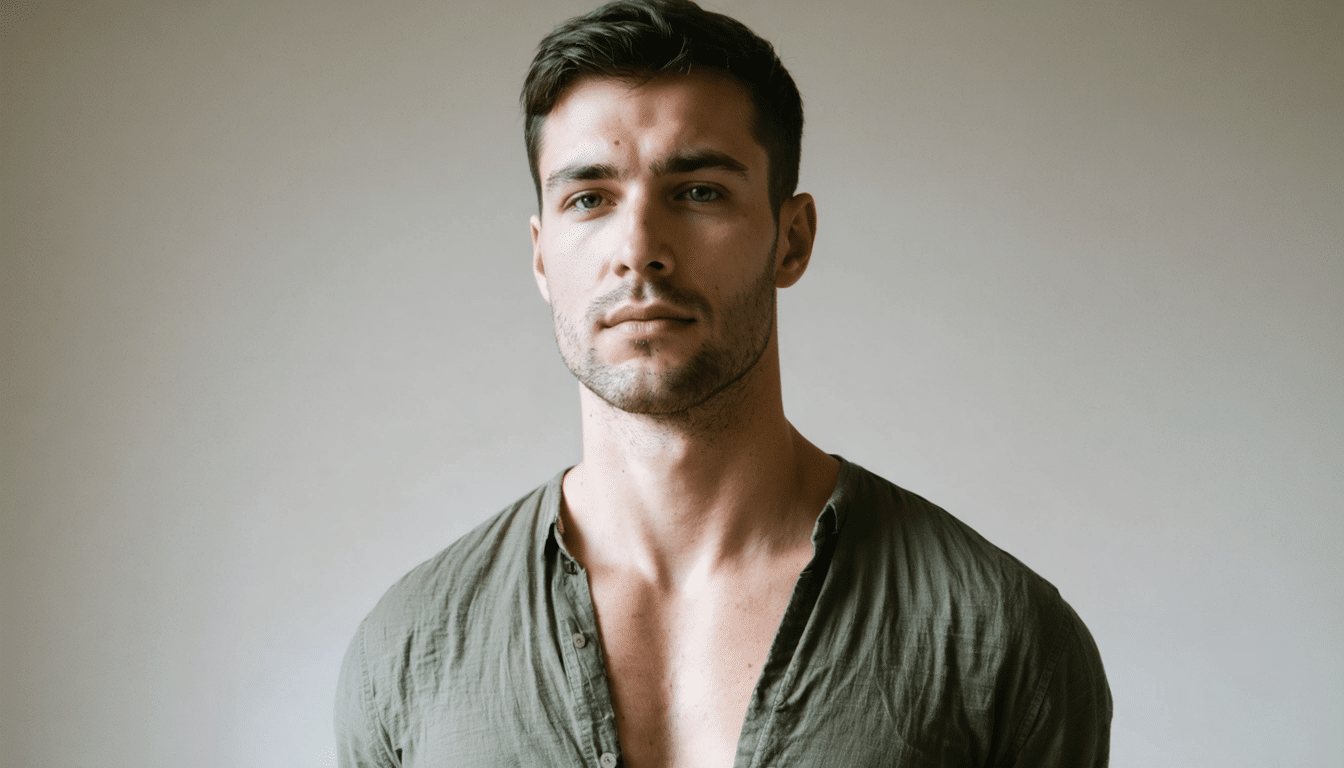 découvrez le décolleté masculin, plus sensuel qu’un col rond, qui réinvente nos basiques avec élégance et modernité.