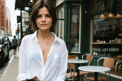 à new york, katie holmes transforme le port de la chemise, un classique délaissé par la génération z, en une tendance moderne et élégante.