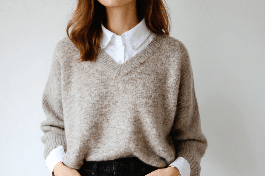 adoptez le duo chemise sous le pull : une allure preppy-chic, confortable et facile à porter tout l’automne.